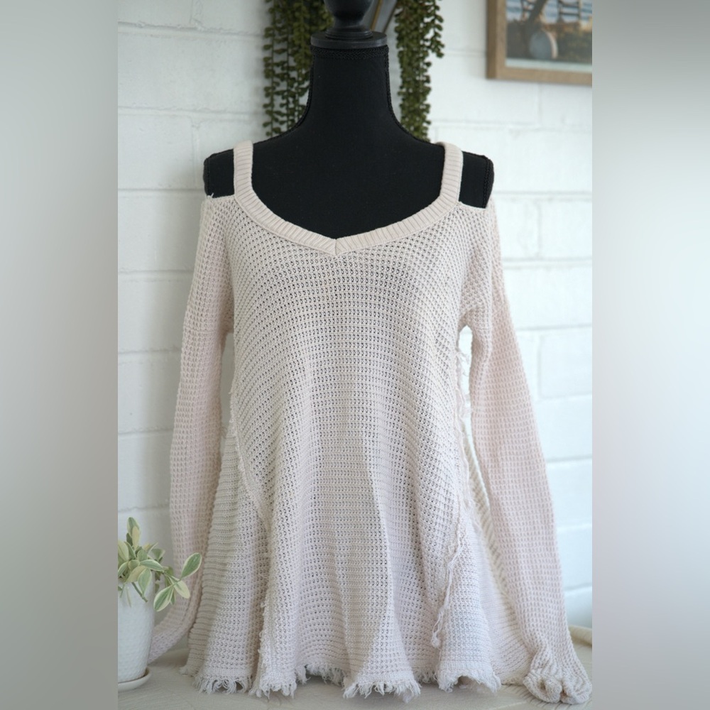 Free People Cream Off-Shoulder Women Sweater